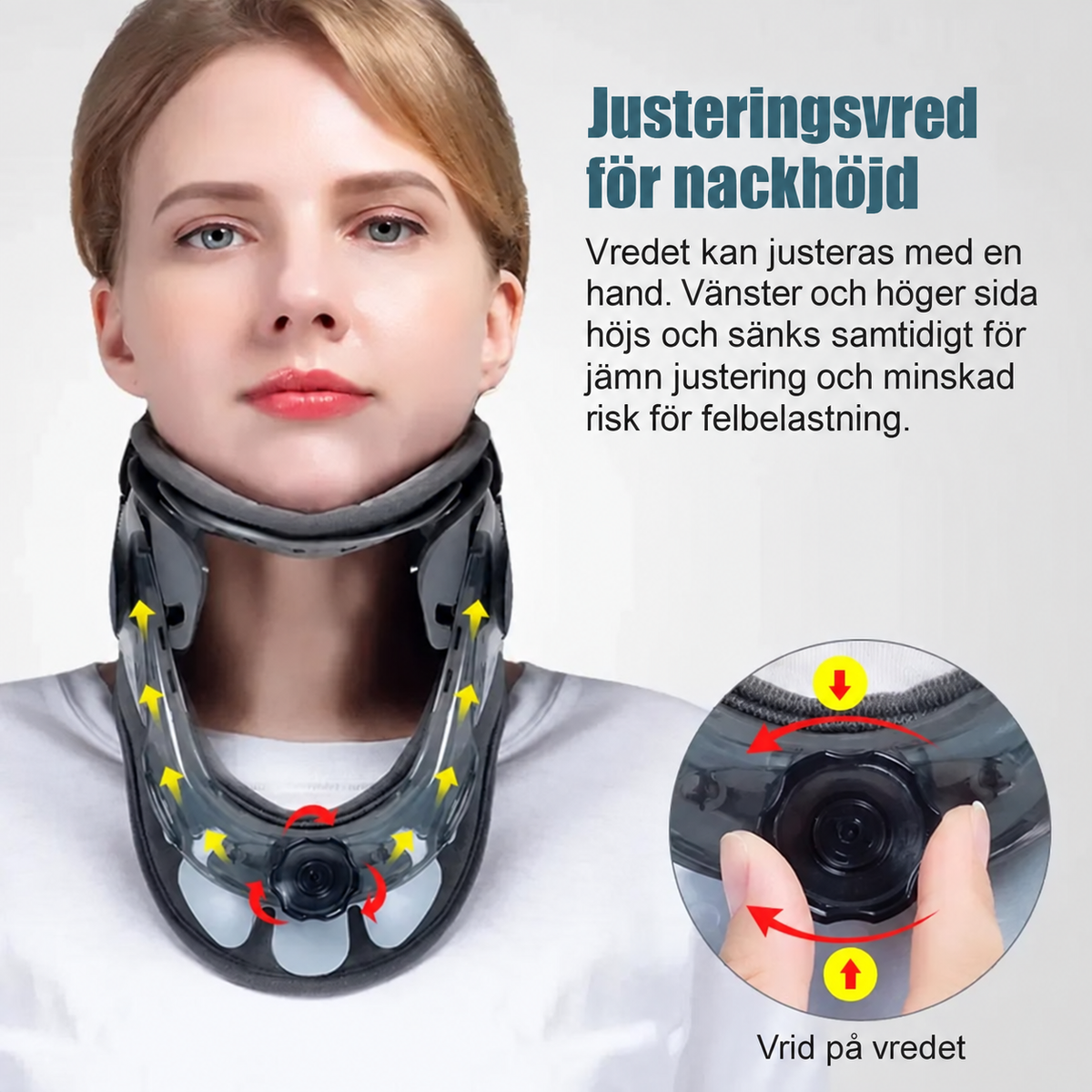 Justerbart nackstöd med traktions- och stretchfunktion