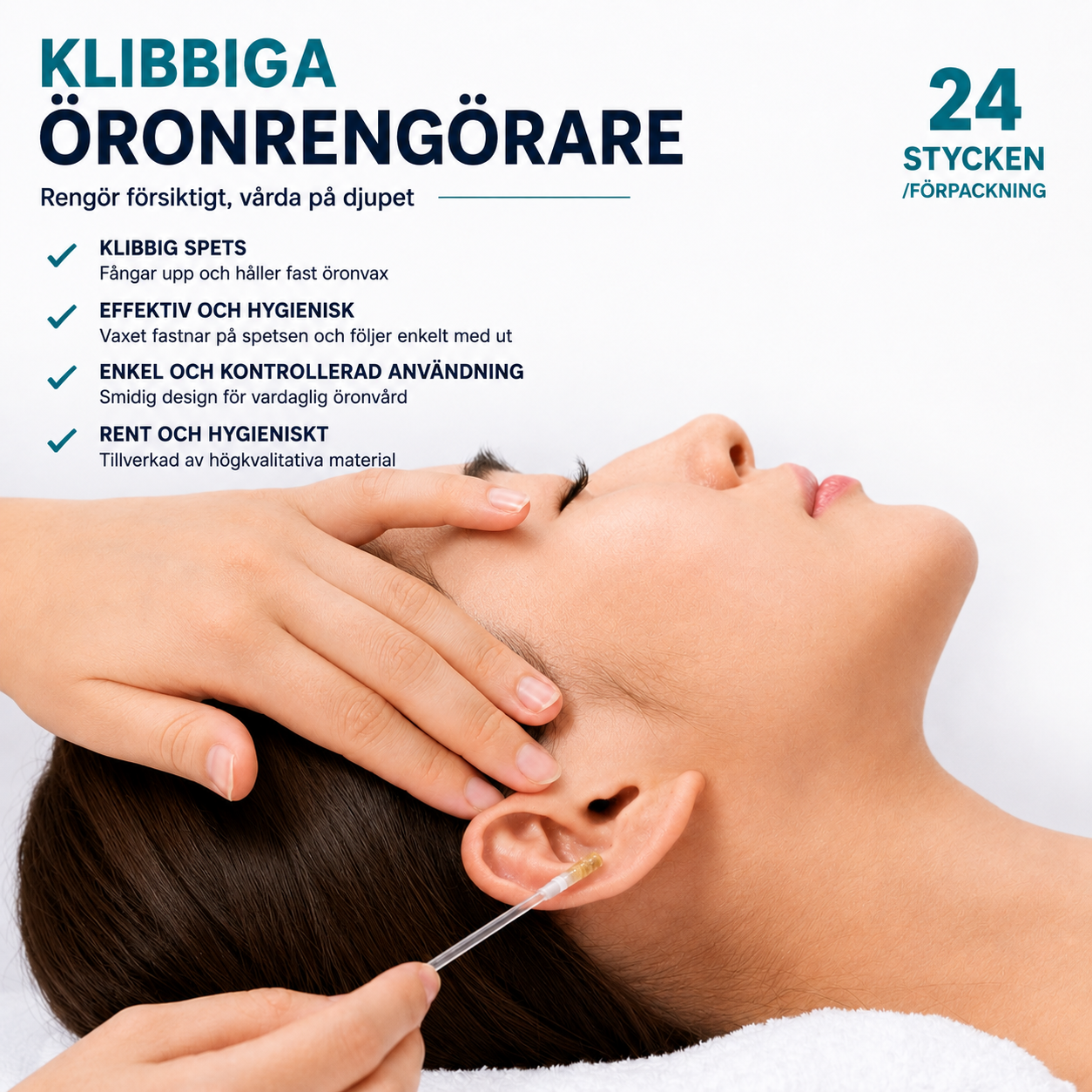 Öronrengörare med klibbig spets | 24-pack